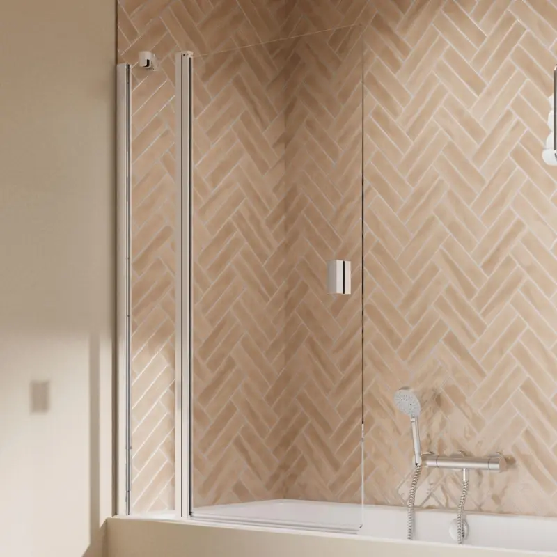 Breuer Elana 2.0 eckig Drehtür mit Festteil für Badewanne Türanschlag links Klarglas hell 100 cm - Alu Chromeffekt Preis Gesenkt