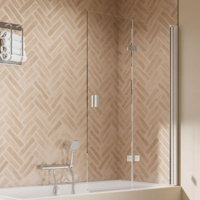 Breuer Elana 2.0 eckig Drehfalttür für Badewanne 2-teilig Türanschlag rechts Klarglas hell 100 cm - Alu Chromeffekt Markenware
