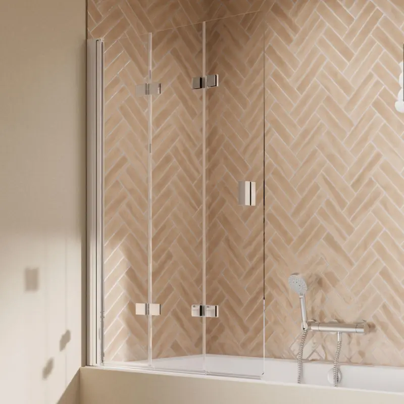 Breuer Elana 2.0 eckig Drehfalttür für Badewanne 3-teilig Türanschlag links Klarglas hell 120 cm - Alu Chromeffekt Billig