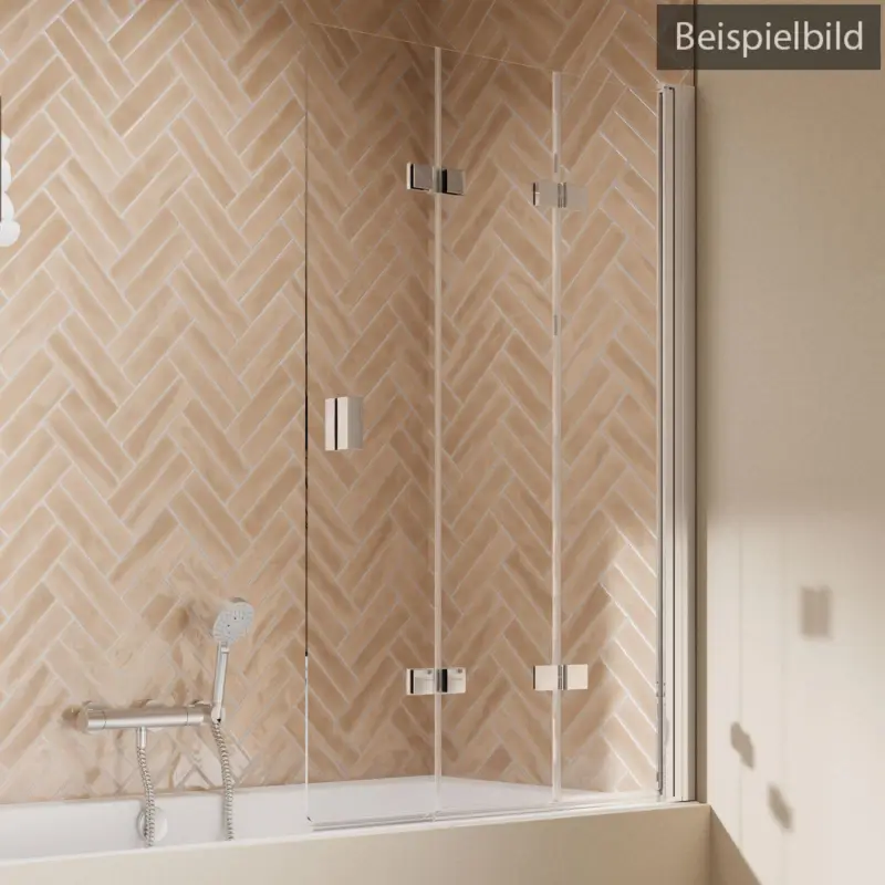 Breuer Elana 2.0 eckig Drehfalttür für Badewanne 3-teilig Türanschlag rechts Terrazzo 120 cm - Alu Silber matt Beliebt
