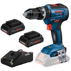 Aktuell Bosch Professional Akku-Schlagbohrschrauber GSB 18V-55 mit 2x Akku ProCORE 4 Ah und Ladegerät - im Karton