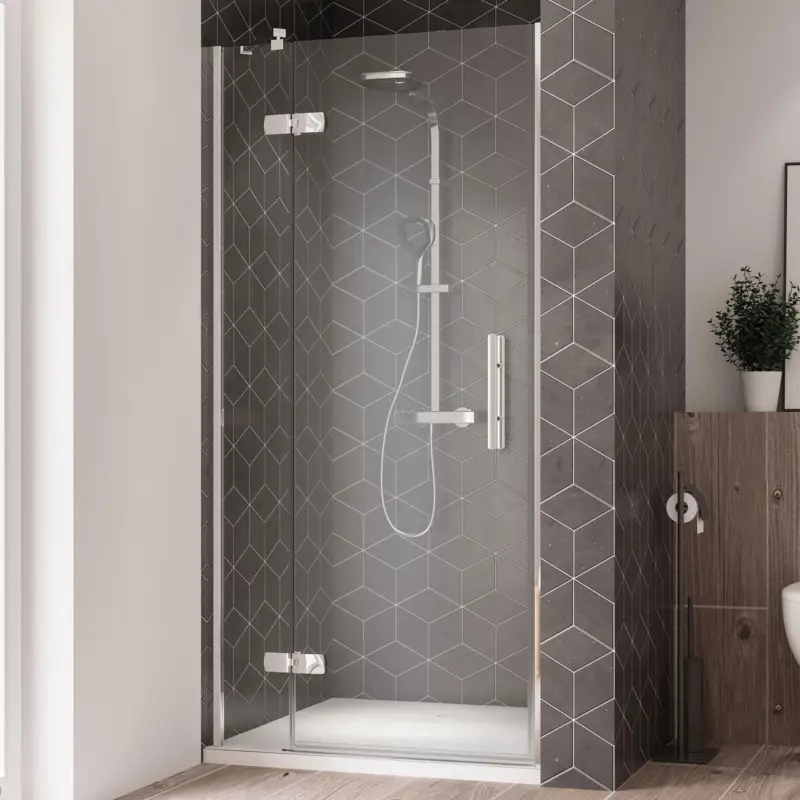 Breuer Avanta Drehtür mit Festteil für Nische Türanschlag links Klarglas hell 100 cm - Alu Chromeffekt Kracherpreis