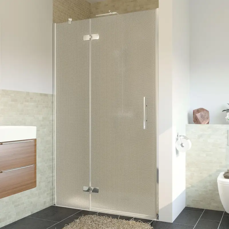 Expressversand Breuer Avanta Drehtür mit Festteil für Nische Türanschlag links Mastercarre 90 cm - Alu Chromeffekt