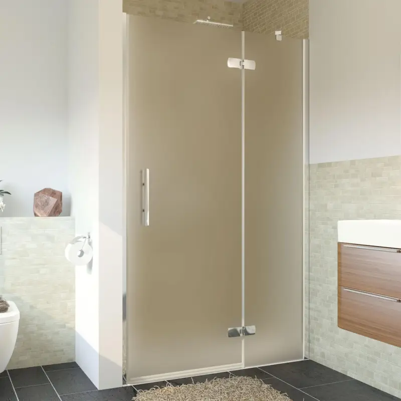 Breuer Avanta Drehtür mit Festteil für Nische Türanschlag rechts Satiniert 120 cm - Alu Chromeffekt Neuheit