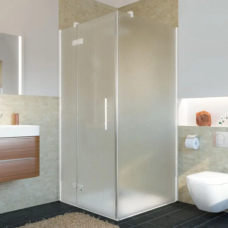 Angebot Breuer Avanta Drehtür mit Festteil für Seitenwand oder Badewannenseitenwand (neben Wanne) Türanschlag links Mastercarre 80 cm - Alu Chromeffekt
