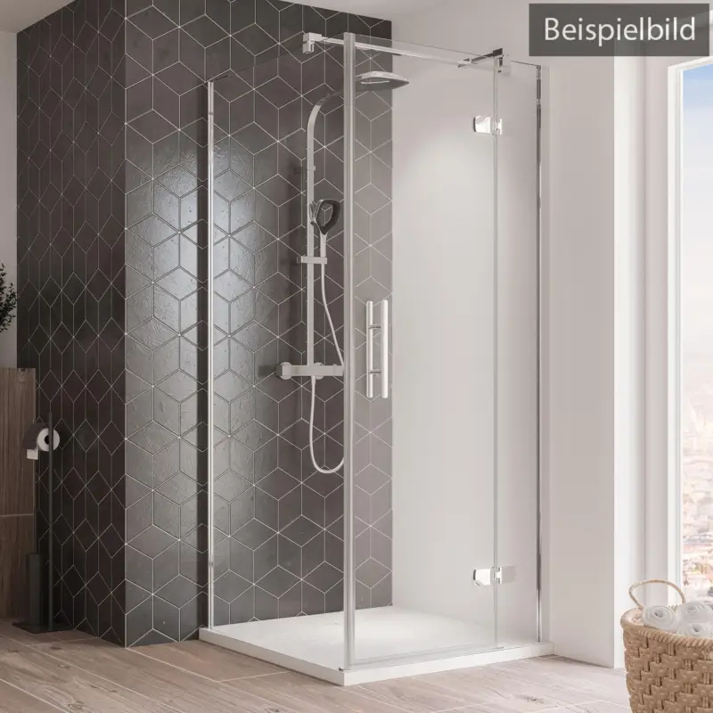Direkt Vom Hersteller Breuer Avanta Seitenwand für Drehtür mit Festteil Terrazzo 80 cm - Alu Chromeffekt