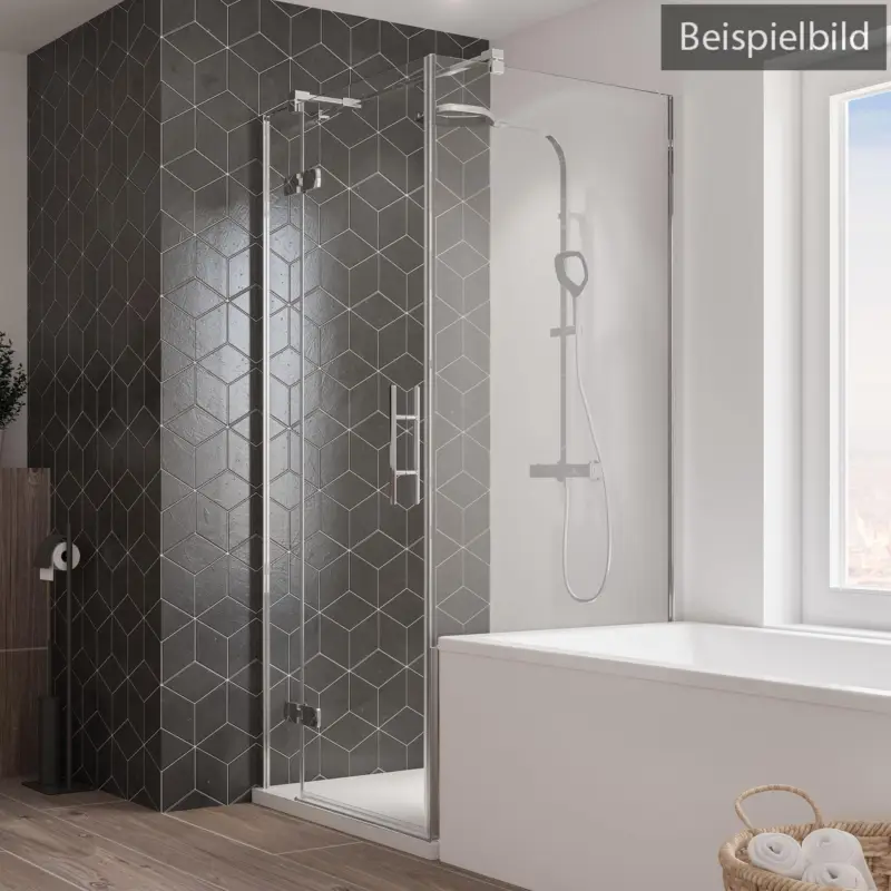 Breuer Avanta Badewannenseitenwand für Drehtür mit Festteil (neben Wanne) Bella C 80 cm - Alu Chromeffekt Markenprodukt