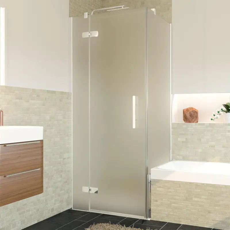 Breuer Avanta Badewannenseitenwand für Drehtür mit Festteil (neben Wanne) Satiniert 80 cm - Alu Chromeffekt Sichere Zahlung