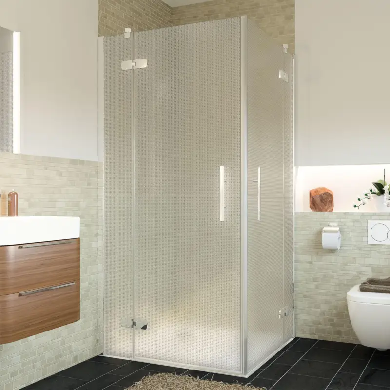 Bestpreis Breuer Avanta Eckeinstieg Drehtür mit Festteil 4-teilig Mastercarre 80 x 90 cm - Alu Chromeffekt