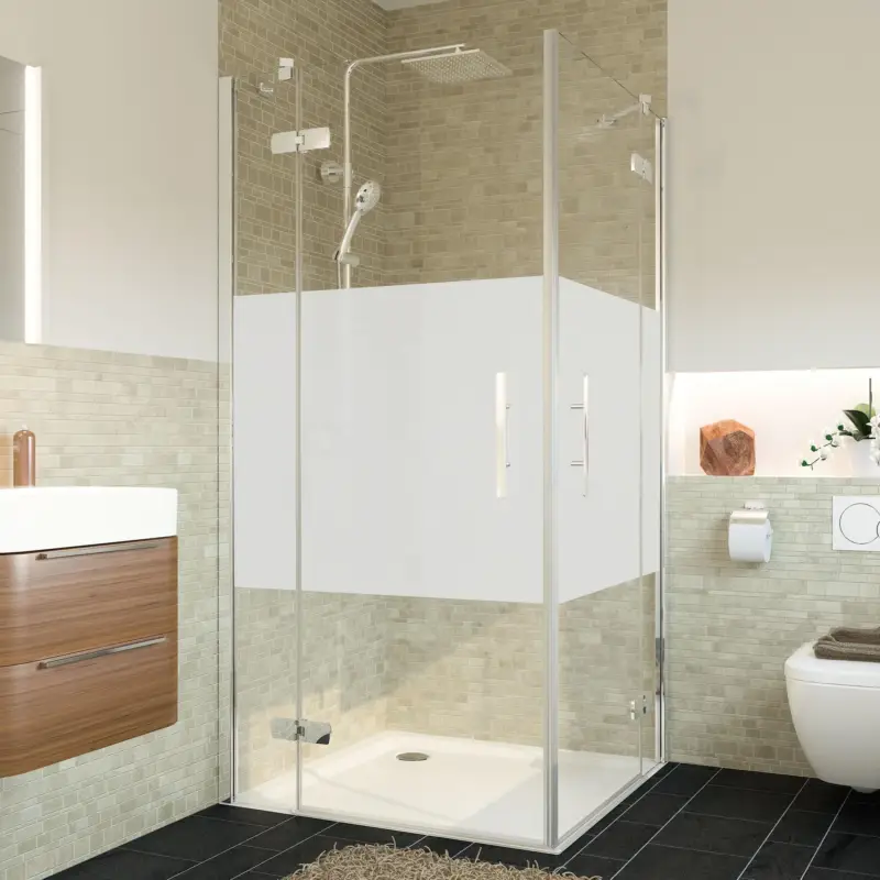 Breuer Avanta Eckeinstieg Drehtür mit Festteil 4-teilig Intima 90 x 100 cm - Alu Chromeffekt Nur Für Kurze Zeit