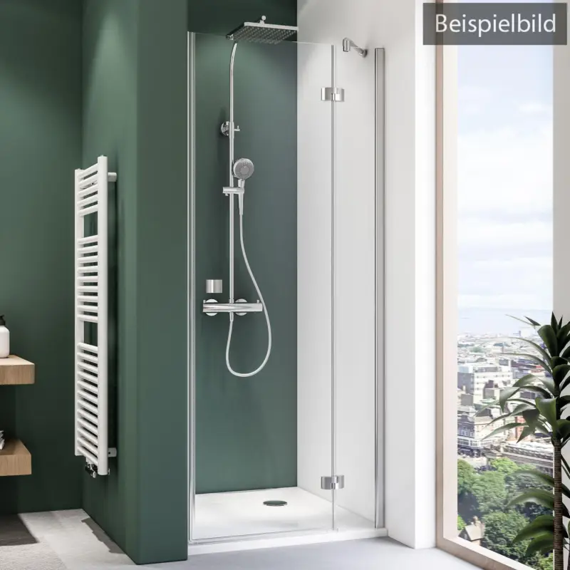 Breuer Espira Drehtür mit Festteil für Nische Türanschlag rechts Bronze getönt 80 cm - Alu Chromeffekt Preisreduziert