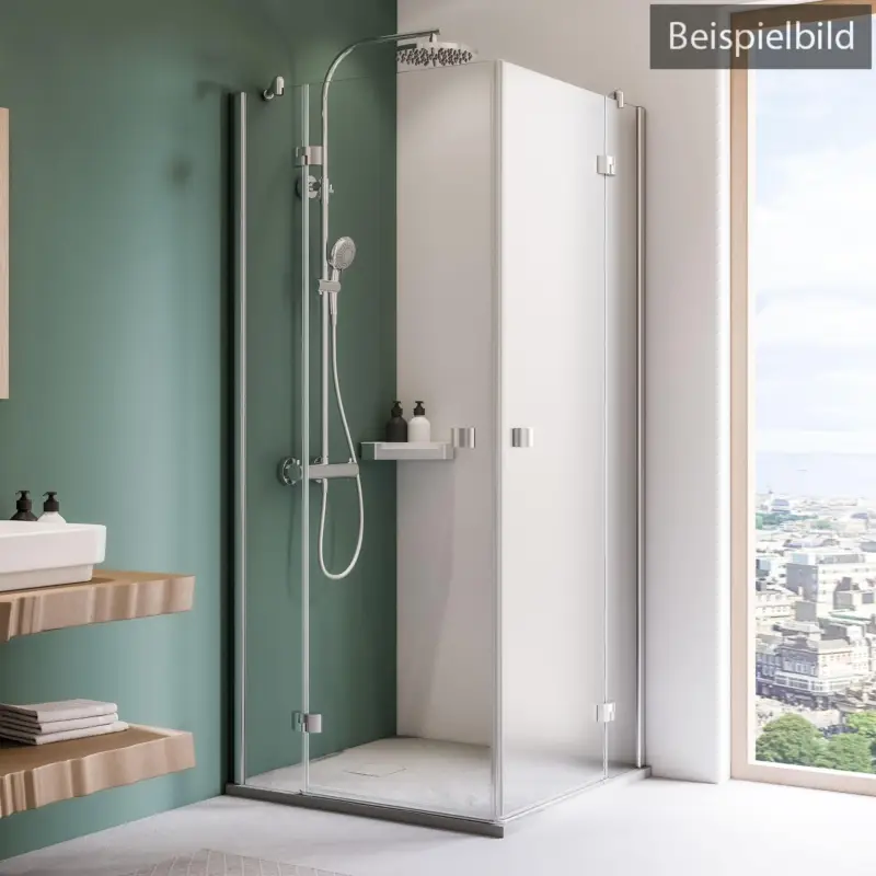 Schnäppchen Breuer Espira Eckeinstieg Drehtür mit Festteil 4-teilig Bronze getönt 100 x 90 cm - Alu Chromeffekt