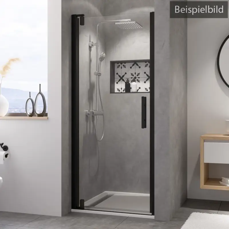 Breuer Europa Design Black Edition Drehtür für Nische Türanschlag links Bronze getönt 80 cm - Schwarz matt Mega-Angebot