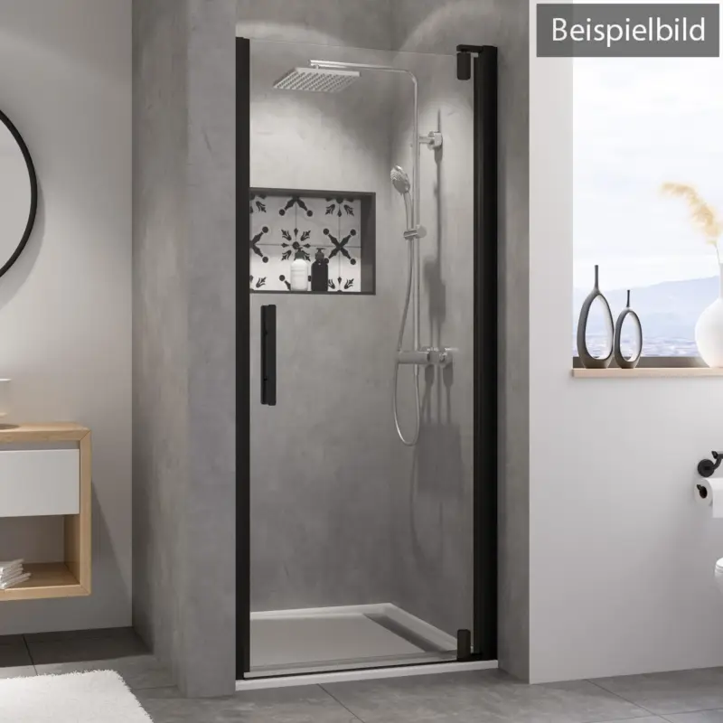 Breuer Europa Design Black Edition Drehtür für Nische Türanschlag rechts Bronze getönt 80 cm - Schwarz matt Echt