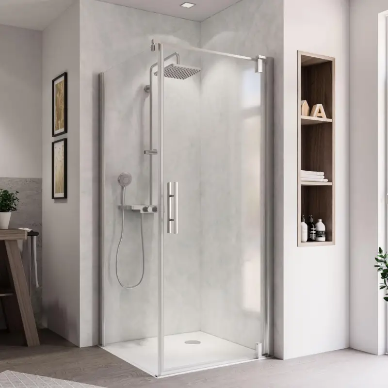 Heißes Angebot Breuer Europa Design Seitenwand für Drehtür Wandanschlag links Klarglas hell 120 cm - Alu Chromeffekt