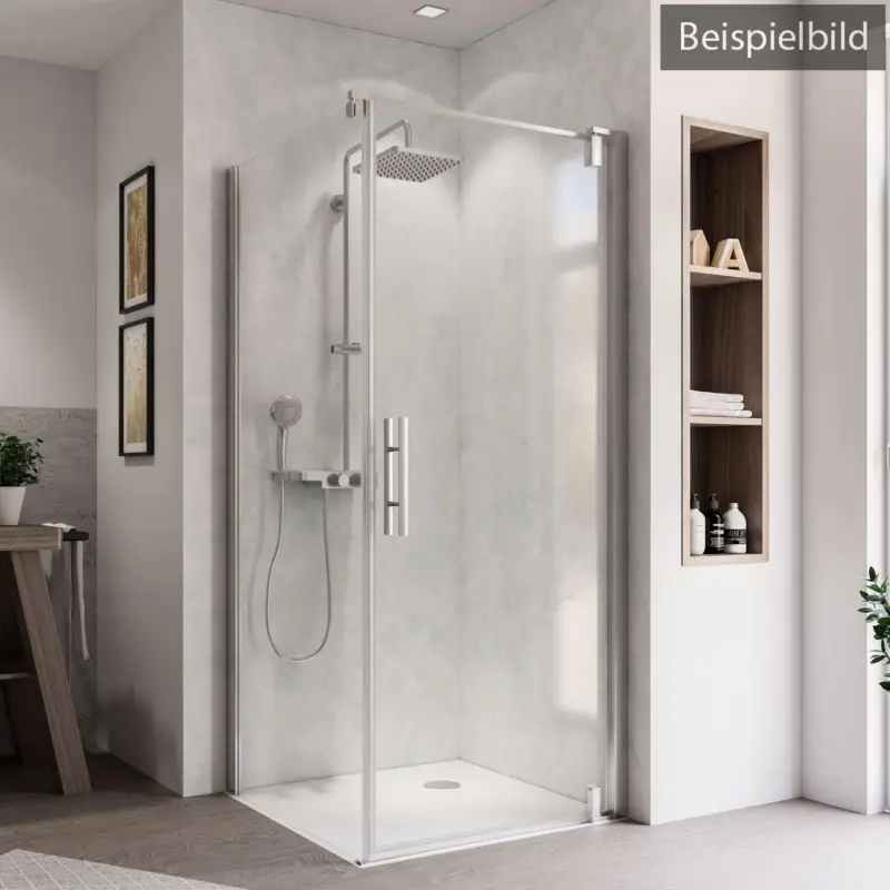 Bestpreis Breuer Europa Design Seitenwand für Drehtür Wandanschlag links Terrazzo 120 cm - Alu Chromeffekt