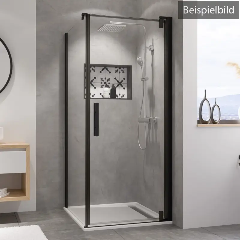 Bestpreis Breuer Europa Design Black Edition Seitenwand für Drehtür Wandanschlag links Intima 120 cm - Schwarz matt