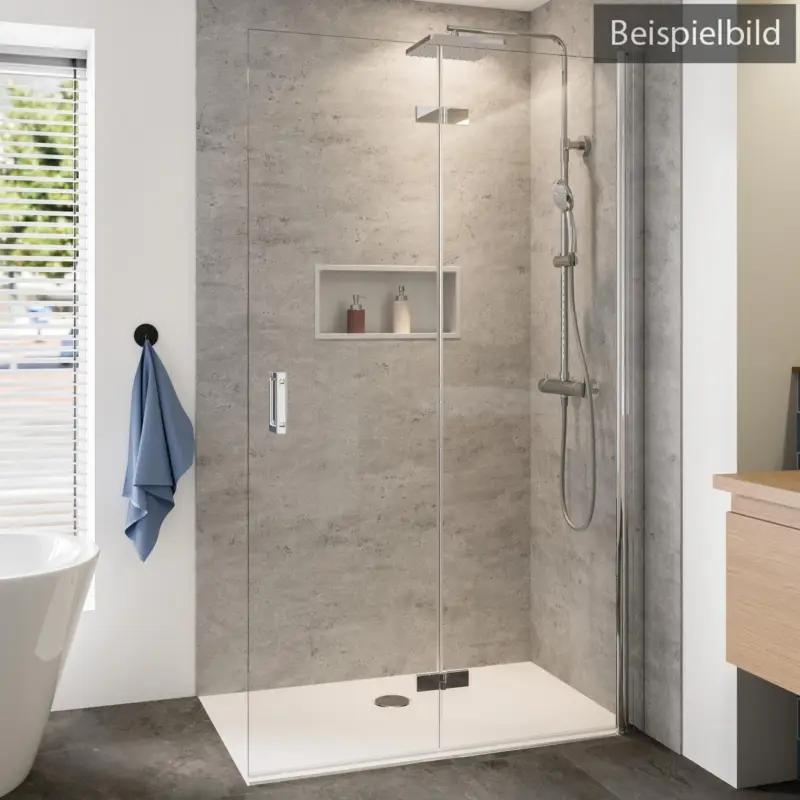 Breuer Panorama Walk-In Drehfalttür alleinstehend Türanschlag rechts Klarglas hell mit DualPlus 120 cm - Alu Chromeffekt Günstig