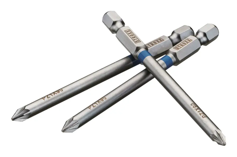 Stroxx Bits, 90 mm 1/4", mit Farbring blau, Pozidriv, PZ 1, 3-teilig Direkt Vom Hersteller