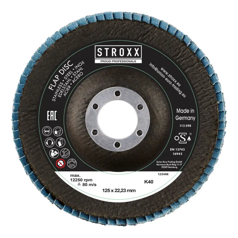 Stroxx Fächerschleifscheibe Ø, 125 x 22,23 mm, K80, 10 Stück Nur Für Kurze Zeit