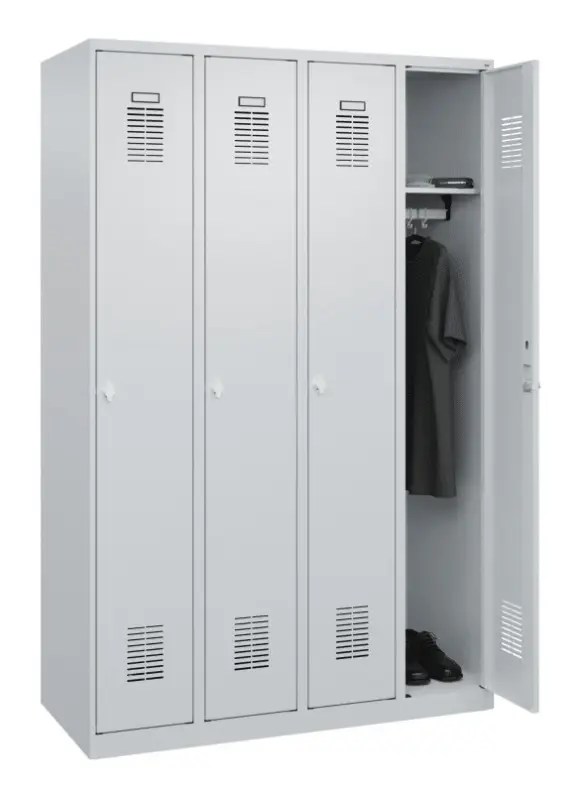 Stroxx Garderobenschrank, 4 Abteile, 1850 x 1200 x 500 mm RAL 7035/7035 Heißes Angebot