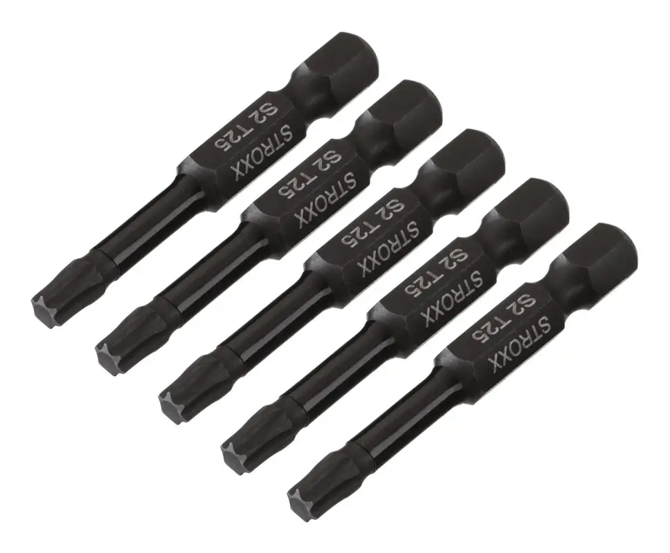 Kracherpreis Stroxx Impact Bits, 50 mm 1/4", mit Farbring schwarz, Torx, TX 25, 5 Stück