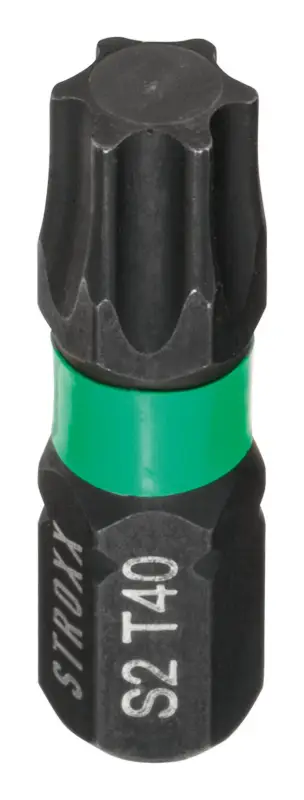 Zertifiziert Stroxx Impact Bits, 25 mm 1/4", mit Farbring grün, Torx, TX 40, 5 Stück