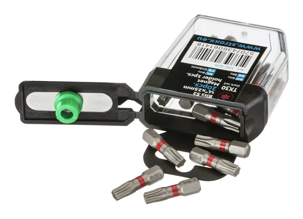 Stroxx Bits S2, 25 mm 1/4", mit Farbring rot, Torx, TX 30, 20 Stück Abverkauf