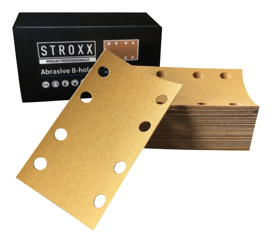 Stroxx Schleifstreifen Abrasive, 81 x 133 mm, 8-fach gelocht, K320, 100 Stück Zertifiziert