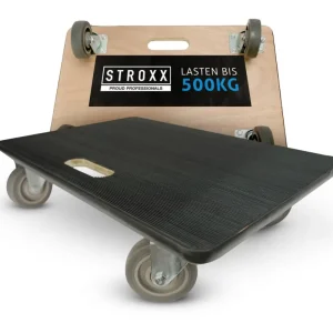 Bestseller Stroxx Transportroller, 500 kg Tragkraft, 600 x 400 mm, rutschfeste Oberfläche & gummierte Rollen
