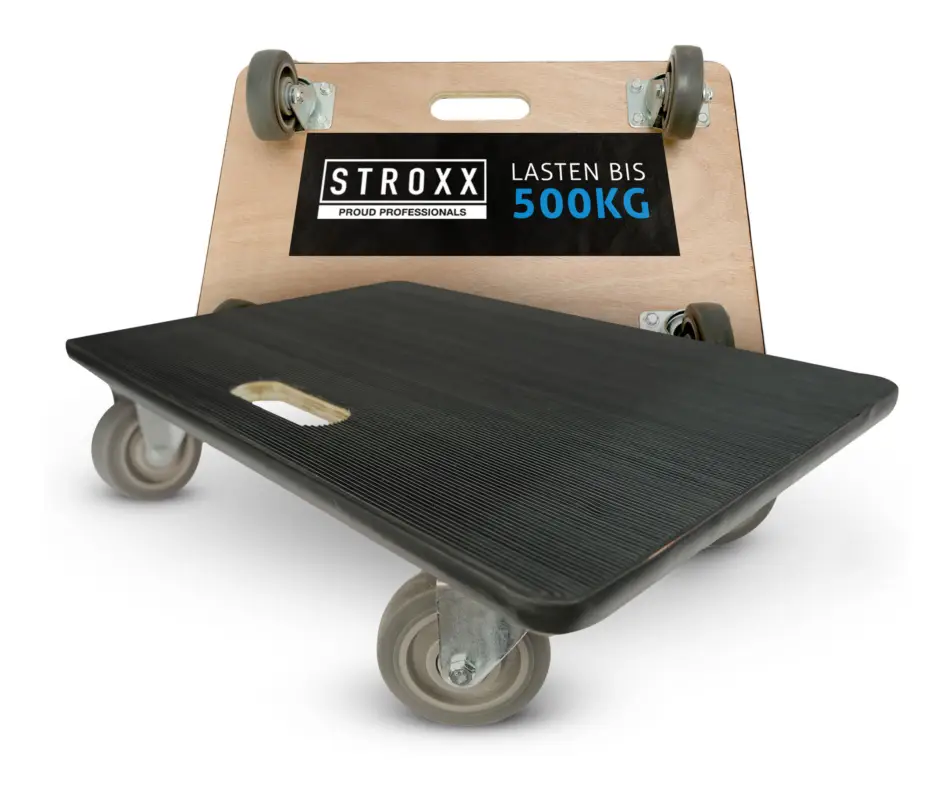 Bestseller Stroxx Transportroller, 500 kg Tragkraft, 600 x 400 mm, rutschfeste Oberfläche & gummierte Rollen