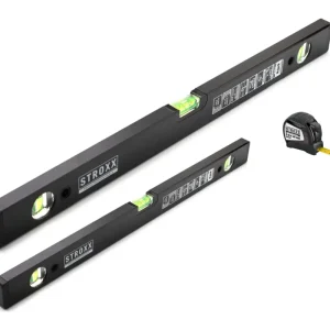 Stroxx Wasserwaagen-Set, 80 cm & 180 cm Wasserwaage + 3 m Bandmaß, stoßfest & UV-beständig, 3-teilig Top-Seller