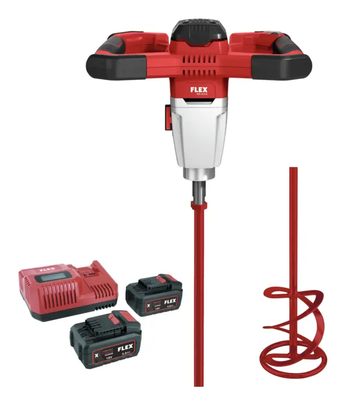 Flex MXE 18.0-EC/5.0 Set + HP2 120 Akku 2-Gang-Rührer mit 3-Stufen Drehzahlschalter 18 V 2 x 5 Ah Li-Ion im Karton Meistverkauft