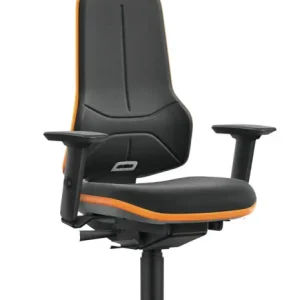 Bimos Arbeitsstuhl XXL orange mit Rollen Supertec mit Kopfst. und Armlehnen Zertifiziert