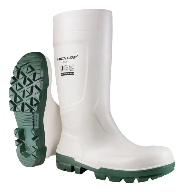 Dunlop Sicherheitsstiefel Work-It Safety White PVC, SR LO LG S4 Größe 48 (Verpackungseinheit 1 Paar) Garantierte Lieferung