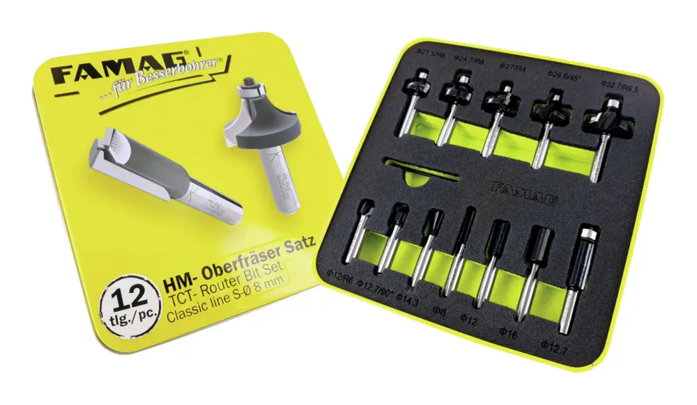 Highlight Famag HM-Handoberfräser-Satz 12-teilig in Blechbox, Sh 8