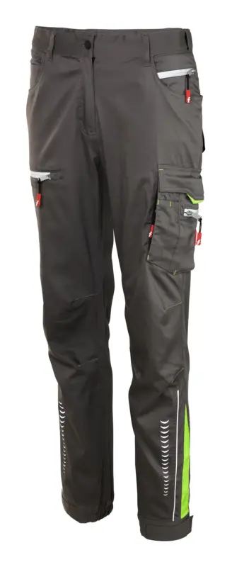 Must-Have Fortis Damen-Cargohose Flex grau/schwarz/lime Größe 44