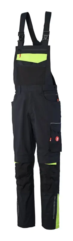 Begrenztes Angebot Fortis Herren-Latzhose Performance schwarz/lime Größe 29