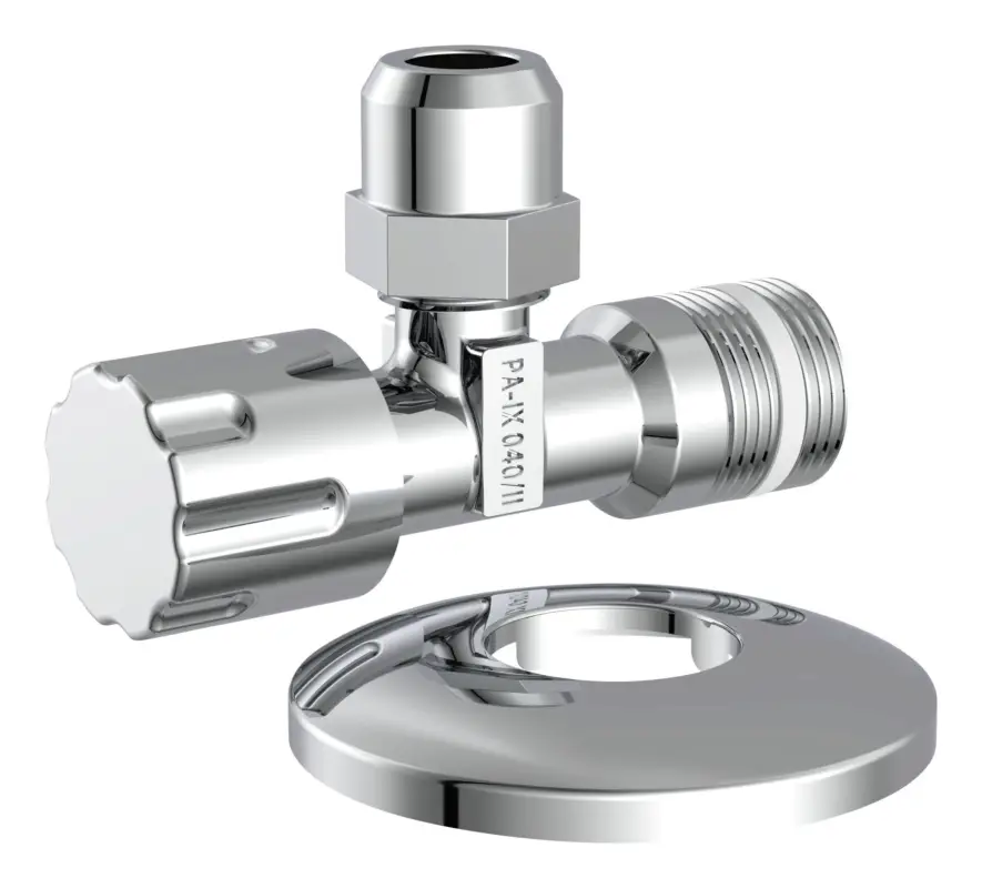 Finale Aktion Kirchhoff Eckventil, 1/2" AG x x 3/8" AG x 10 mmQ, mit Schubrosette selbstdichtend