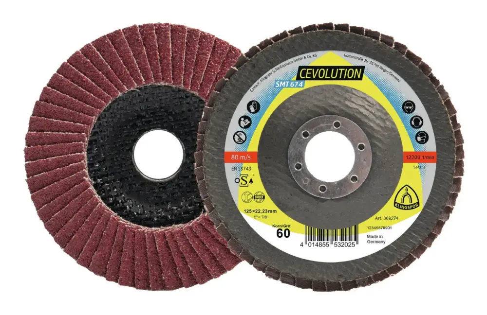 Klingspor Fächerschleifscheibe SMT 674 125 x 22,23 mm gewölbt K80 Keramikkorund K80 Neuheit