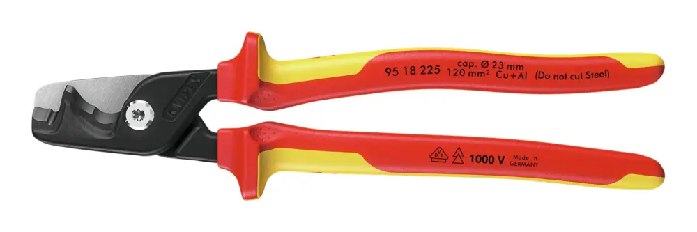 Knipex Kabelschere VDE mit Mehrkomponenten-Griffen 225 mm schlanke Kopfform Online Kaufen