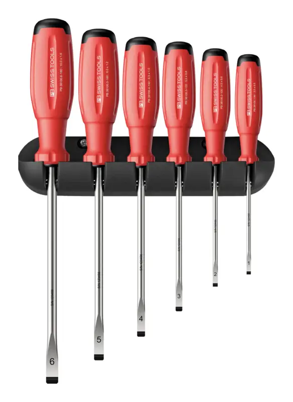 PB Swiss Tools Schraubendreher-Satz 6-teilig Schlitz im Wandhalter SwissGrip EVO Super-Preis