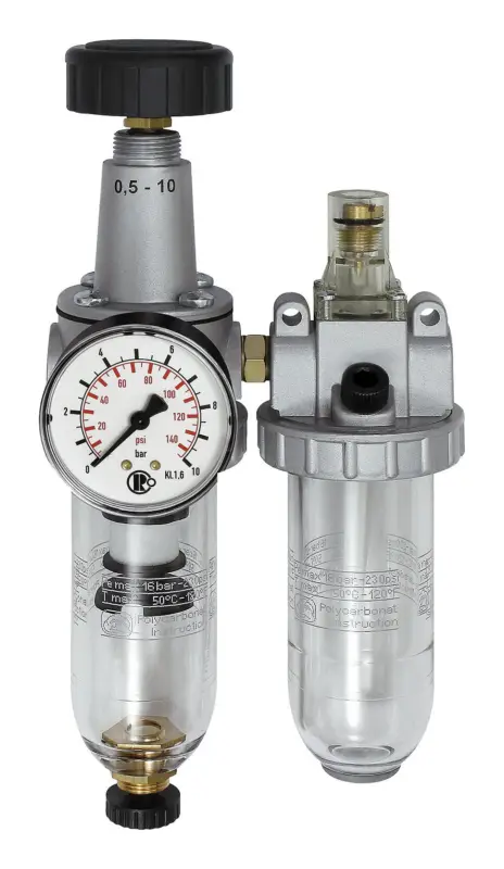 Riegler Wartungseinheit 2-teilig BR Standard, G1/2" DN15, BG 3, PC-Behälter, 5µm, 0,5-10 bar Preisknaller