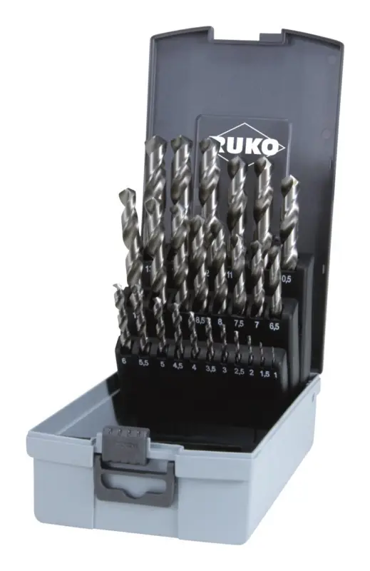 Nur Heute Ruko Spiralbohrer-Satz DIN338 Typ N HSS D.1-13mm 0,5 mm, Kunststoff-Kassette, 25-teilig