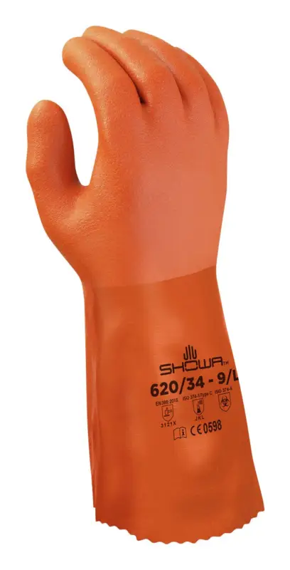 Markenware Showa Chemikalienschutzhandschuh 620 Größe XXL (Verpackungseinheit 10 Paar)