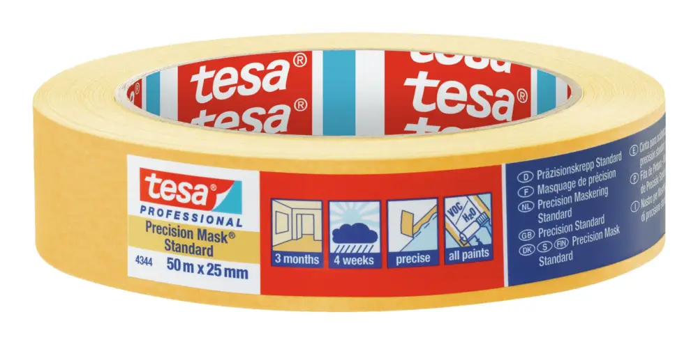 Preis Gesenkt Tesa Professional 4344 Präzisionkrepp Standard 50m x 25 mm (Verpackungseinheit 6 Rollen)
