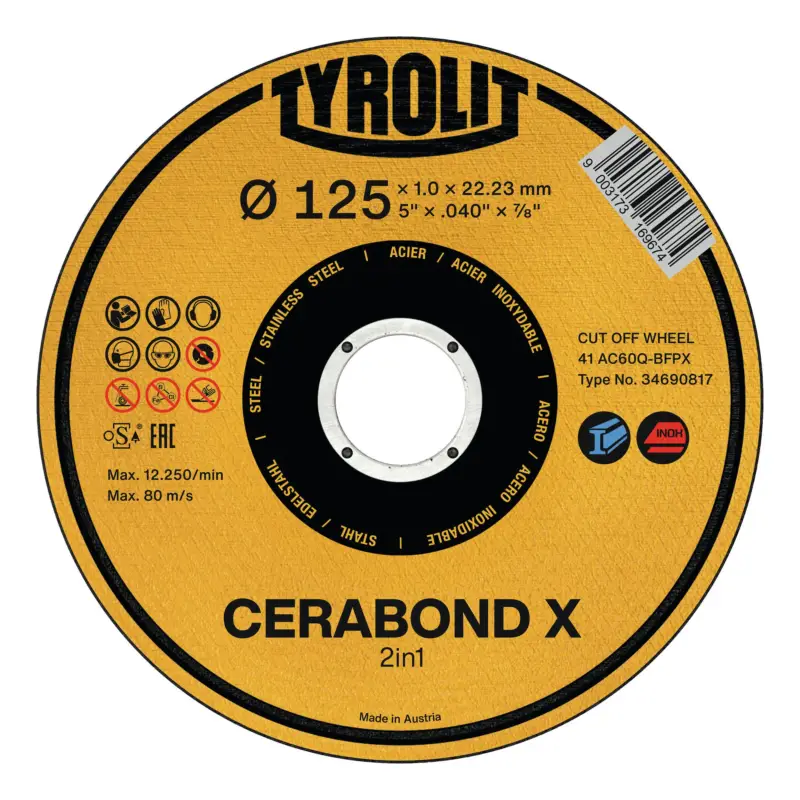 Schnäppchen Tyrolit Trennscheibe Cerabond X 125 x 1,6 mm, gerade Stahl+Inox