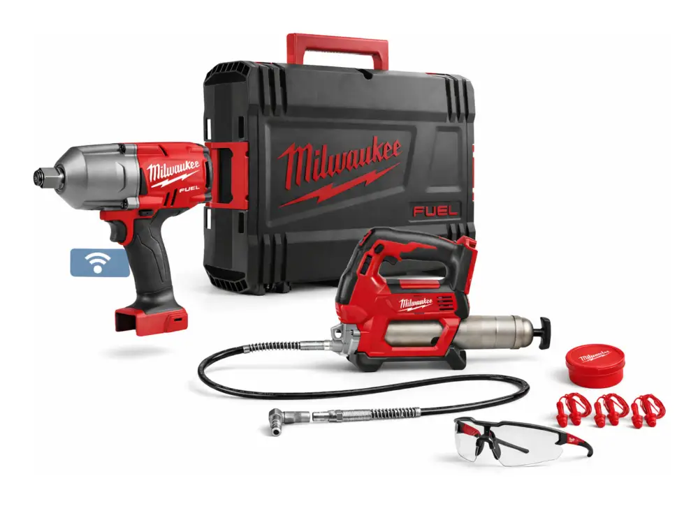 Milwaukee Akku-Maschinenset M18 ONEPP2Y-0X aus Akku-Schlagschrauber & Akku-Fettpresse Ohne Akku - in HD-Box Top-Seller