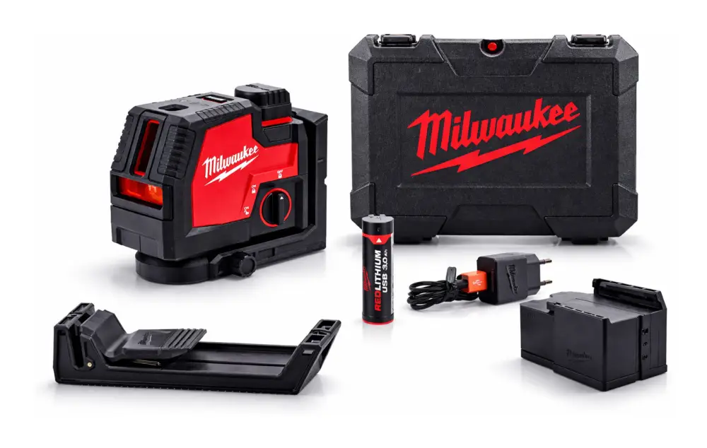 Sonderaktion Milwaukee Kreuzlinienlaser L4CLLP-301C mit 1x USB-Akku 3 Ah - im Transportkoffer