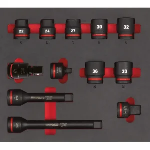 Milwaukee Shockwave Schlagnüsse 3/4" in Einlage für Werkstattwagen - 12-teilig Neu